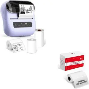 Phomemo M220 Label Maker & 4 Roll Label, 3.14 Inch Bluetooth Thermal Label Printer for Barcode, Address, Labeling, Mailing, File Folder Label, Easy to Use, Support Smartphone, Tablet&PC