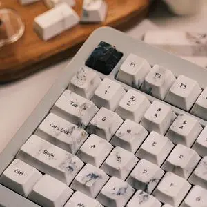 REDQIN 90% PBT Keycaps - Marble Keycaps Dye-Sub 1.8mm Thickness Cherry Profile 140 Keys Translucent Custom Keycaps Set for Mechanical Keyboard Keycaps