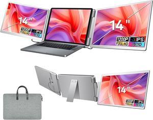 15.6" Laptop Screen Extender, xx Laptop Monitor Extender 120% sRGB FHD 1080P IPS Type-C/HDMI/USB-A Plug & Play Portable Triple Monitor for 13"-17" Laptops Compatible with Mac, Wins, Android, Chrome