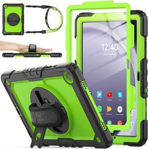 SEYMAC stock Case for Samsung Galaxy Tab A9+ Plus 11'', Full-Body Drop Protection Case with Screen Protector Pencil Holder [360deg Rotating Hand Strap] &Stand, Green+Black