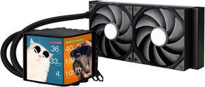 TRYX Panorama 240 240mm AIO 6.5'' AMOLED Curved Screen 3D Anamorphic Effect Display Customizable AIO Cooler 240mm 8th Gen Asetek Pump 280w TDP with ROTA PRO 120mm Fan LGA 1851/1700/1200/115X AM5/AM4