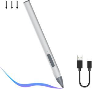 SSS*GRGB Stylus Pen for Microsoft Surface Pro9/8/X/7/6/5/4/3 Surface Go 3/2/1 Surface 3/Laptop/Studio/Book 4/3/2/1 with 4096 Tilt Pressure Palm Rejection Magnetic Attachment Rechargeable, Silver