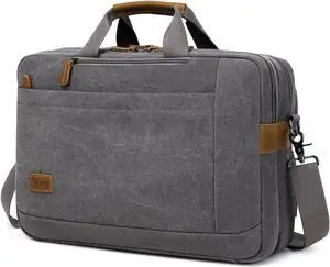 Convertible Backpack for Men 16 17-17.3 Inches Mens Laptop Bag - 3 in1 Computer Handbags Work Bag, Premium Canvas Messenger Bag Crossbody Bag Mens Laptop Backpack | Grey