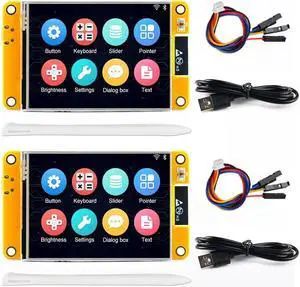 2 Pack ESP32-2432S028R Smart Display 2.8 inch 240X320 TFT with Resistive Touchscreen WiFi+BLE Dual Core ILI9341 Driver ESP32 Development Board for Arduino IoT