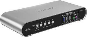 Terived 4 Computer 4 DP Monitors MST KVM Switch 4K@60Hz, DP MST USB 3.0 Quad Monitor, Hotkey and Wire Remote, Aluminum Shell, Digital Display, Audio/Mic, HDR10 with Cables (Windows)