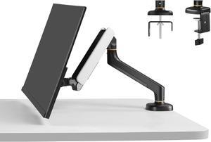 Single Monitor Arm Mount for 13-32 inch Articulating Gas Spring Arm 4 to 13.5lbs Adjustable Vesa 100 * 100mm Desk Stand with Clamp and Grommet,Black,Aluminum