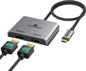THANDBLE USB C to Dual DisplayPort Adapter Extended Display Splitter (4K@60Hz) USB Type C to Display Port Dual Monitor Converter, USB C to DP 1.2 Hub for Dell XPS 13 15,Lenovo Yoga, Chromebook,HP etc