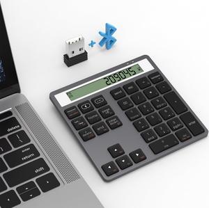 Bluetooth Number Pad - 2.4G Wireless Numeric Keypad with Display Calculator - Wireless Number Pad Slim 34-Key Portable Financial Accounting Numpad Data Entry & Calculation 2in1 for Laptop Desktop PC