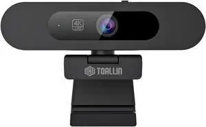 TOALLIN 4K AI Webcam with WDR, Auto Light Correction, AI Tracking with Auto-Framing, Auto-Focus, 5X Adjustable Digital Zoom, Built-in Dual Noise-Canceling Mics, 92° FOV Webcam for Online Video Calls