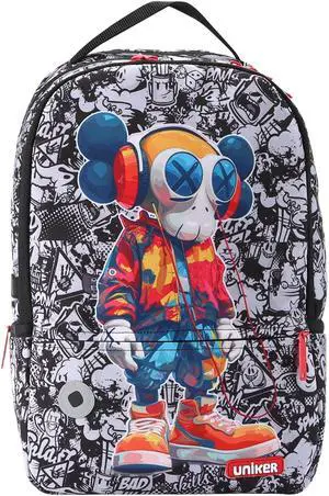 UNIKER Graffiti Backpack,Gamer Backpack,Casual Daypack,Designer Laptop Backpack for 15.6 Inch Laptop,Travel Backpack for Man Women,X Eyes