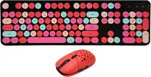 VBESTLIFE 2.4G Keyboard and Combo, Low Noise, 3 DPI Adjustable, for Gaming, with 800 1600 2400DPI, for Windows, (Mixed Color Red)