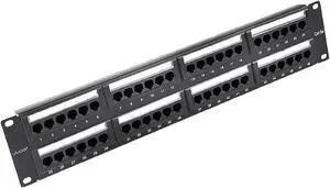 2U 48 Ports Cat5E Unshielded Wallmount or Rackmount Patch Panel UTP Ethernet Patch Panel with Cat5E Adapter Patch Panel