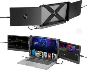 Yunir 11.6 Laptop Screen Extender, 1080P FHD Portable Monitor Extender with Leather Holder for Windows, for OS X, for Linux, for Android, Type C USB Input