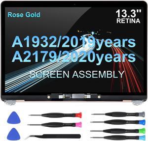 13.3" Screen Replacement for MacBook Air 13-inch Retina A1932 2019 Year / A2179 2020 Year (Model: EMC 3302 EMC 3184 MVFH2 MVFJ2 MWTJ2 MWH22) 2560x1600 A Full LED LCD Display Assembly (Rose Gold)
