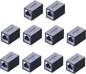 ZUZONG 10GB RJ45 Coupler, 10Gbps in Line Ethernet Extender Adapter for Cat8/Cat7/Cat6a/Cat6/Cat5e/Cat5 Cable, PC Router Modem PS5 Xbox Female to Female (10 PCS)