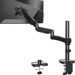 MOUNTUP 27inch Extra Long Monitor Arm, Single Desk Mount for 13-32 inch, Tall Monitor Stand Holds 19.8lbs, Height Adjustable Monitors Stand for Desk with C-Clamp/Grommet Base, Black