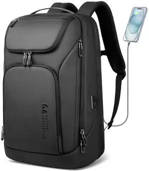 hk Business Smart Backpack for Men Anti-Theft for 17.3 Inch Laptop with USB Charging Port Water-Resistant Large Durable Compact 30L for Travel College Work-Black