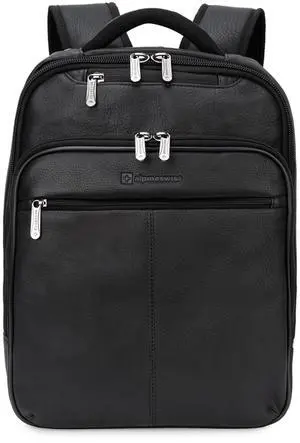 Alpine Swiss Olsen 13 Laptop Travel Backpack Genuine Leather Slim Business Travel Carry On Daypack Black