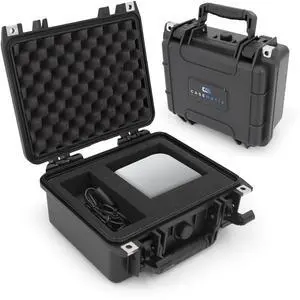 CASEMATIX Waterproof Travel Case Compatible with Apple Mac mini M4 2024 Desktop, Intel NUC Mini Computer with Adapter - Crushproof Hard Shell Case with Customizable Foam and Padlock Rings