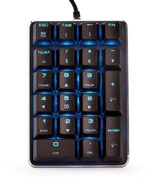 Qisan Mechanical Numeric Keypad GATERON Brown Switch Wired Ice Blue Backlight Gaming Keypad/Keyboard 21 Keys Portable Mechanical Numpad Extended Layout | Laptop Accessories | keypad for Computer