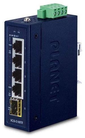 IP30 Compact Size 4-Port 10/100/1000T + 1-Port 100/1000X SFP Gigabit Ethernet Switch (-40~75 Degrees C, Dual 9~48V DC/24V AC)