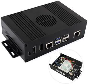 waveshare Multi-Functional All-in-One Mini-Computer Kit, Compatible with Raspberry Pi 5, Aluminum Alloy Case, Comes with PCIe to Gigabit ETH Adapter
