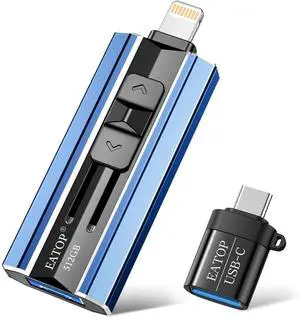 EATOP 512GB Flash Drive Intended for iPhone iPad Android and Computers, 4 in 1 Photo Stick for Phone Memory Storage Easily Backup Photos Videos, Plug and Play, No Application Required (Navy Blue)
