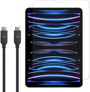 Tech Armor Complete Protection for New 2022 iPad Air 5th Gen also, Works with 4th Gen (2020) 10.9 Inch/iPad Pro 11 Inch 2022, 2020, 2018 - Ballistic Glass Screen Protector, and 6 Feet USB C to USB C