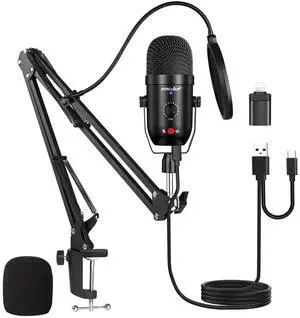 Podcast & Gaming USB Microphone Kit - Condenser Mic for Phone, Pad, PS4, Computer & Laptop (Noise Cancelling, ASMR, YouTube, Streaming)