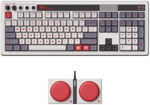 AKNES 8BitDo Retro 108 Mechanical Keyboard, Hot Swappable Gaming Keyboard with 108 Keys&Integrated Numpad, Dual Super Buttons, Bluetooth/2.4G/USB-C Keyboard for Windows & Android - N Edition