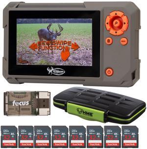 Wildgame Innovations Trail Pad Swipe SD Card Reader Bundle with 32GB Ultra SDHC UHS-I Memory Cards (8-Pack), High Speed USB 2.0 Card Reader SD Card Holder (11 Items)