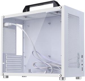 Micro ATX PC Case,Mini-Tower Tempered Glass Side Pannel Type with Black Handle,Small Form Factor Computer Chassis 1.2mm Alloy Steel with Type C,USB 3.0,Audio Port Fits mATX and ITX Motherboards