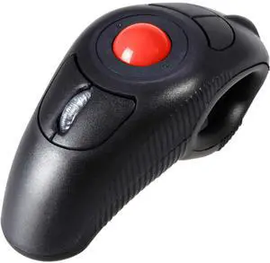 EIGIIS 2.4G Ergonomic Trackball Finger Handheld USB Wireless Mouse for PC Laptop Mac Left and Right Handed User (Black Wireless Red TrackBall)