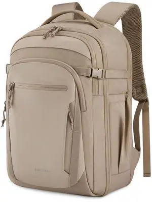 BAGSMART Travel Backpack for Men Women, Carry On Backpack Flight Approved TSA Friendly with USB Charging Hole Lightweight Weekender Bag Casual Daypack 17.3 Inch Laptop Business Work Backpack, Brown