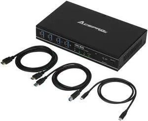 AceProAV 2x1 HDMI/USB-C 4K60Hz KVM Switch with PD Pass-Through - Selector for 2 Computers Sharing 4K Monitor Keyboard Mouse - Includes Cables to Connect Host Devices - Supports PD 100W Fast Charging