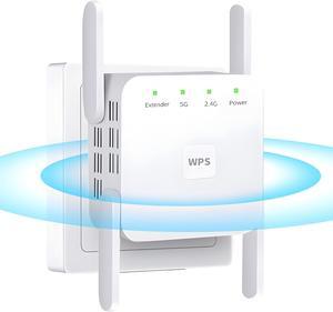 WiFi Extender Signal Booster, WiFi Repeater, with ethernet Port, High Speed 1200 Mbps, Dual Band 2.4 GHz and 5 GHz, Quick Setup,Strong Secure Wireless Signal for Fast Internet ALLPAM