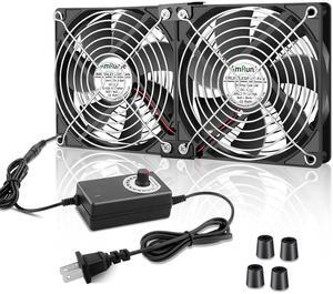 AmRunJe 2X 120mm 240mm Computer Fan with AC Plug Big Airflow Adjustable Speed 110V 220V 240V Dual Ball Bearing Powerful Fans, for RV Fridge Workstation Cabinet PlayStation Server Cooling and Exhaust