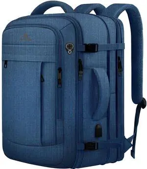 AREYTECO 60L Big Capacity Carry On Laptop Backpack Large Travel Backpack for Men, Expandable Water Resistant Overnight Weekender Luggage Gym Daypack Rucksack Traveling Backpack, Traveler Gifts, Blue