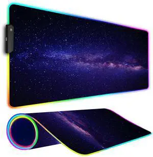 Armanza RGB Gaming Mouse Pad, Large Mousepad with Led Light, Gaming Accessories Keyboard Pad for Desk, Non-Slip Rubber Base Big Mouse Mat for Gamer, 31.5 X 11.8 Inch, Black Gold Mountain