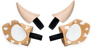 BeamTeam3D Cow Ears and Horns for Headphones, Cute & Fun Decorative Add-Ons for Gaming Headsets, Kids' School Headphones, Compatible with Most Headphones (Brown/White/White)
