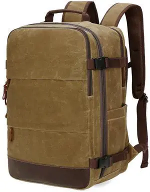 Travel Backpack for Men Carry On Backpack Flight Approved Personal Item Backpack, 18.4 inch Laptop Backpack Casual Daypack Weekender Business Hiking Backpack, Brown