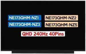 BTSELSS 17.3" Display Panel NE173QHM-NZ1 NE173QHM-NZ2 NE173QHM-NZ3 NE173QHM-NZ5 BOE0B67 BOE09F9 LCD Non-Touch Screen Replacement QHD 2560(RGB)×1440 240Hz 40Pins