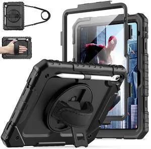 Cantis Case for iPad 11-inch (A16) 2025/ iPad 10th Generation 2022 (10.9 inch) with Screen Protector, iPad 11th Case with 360 Degree Rotating Stand/Shoulder Strap/Pencil Holder, Black