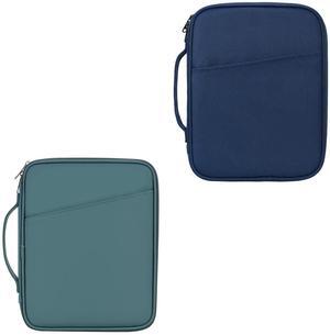 9-11 Inch Tablet Carrying Sleeve, Teal Blue(PU)+Navy Blue(Fabric), 2Pcs