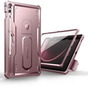 Dexnor Case for Samsung Galaxy Tab S9 FE Plus 12.4 Inch, [Built in Screen Protector & Kickstand] with Pen Holder Heavy Duty Shockproof Full Body Protective Cover for Tablet S9 FE+, Pink