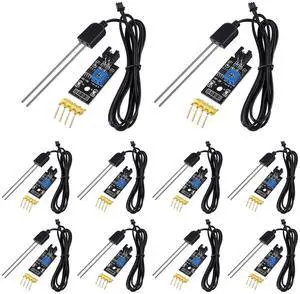 D-FLIFE Soil Moisture Sensor, Icstation Humidity Detector, with Corrosion Resistant Probe, Digital Analog Signal Output for Arduino Raspberry Pi Garden Automatic Watering System (10Sets)