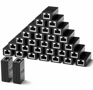 Dingsun RJ45 Coupler, Ethernet Extender Female to Female Ethernet Coupler for Cat7/ Cat6/ Cat5/ Cat5e (100Pack, Black)