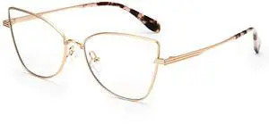 Dollger Blue Light Glasses for Woman Trendy Cat Eye Glasses Metal Frame Computer Bluelight Blocker Eyewear Gold