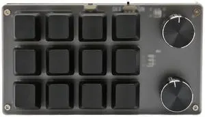 EBTOOLS Mini Keypad, Knob Design Red Switch One Handed Mechanical Programmable Keypad, Wires USB BT Dual Mode, for Win, for Vista, for Linux, for OS X (12 Keys with 2 Knobs)
