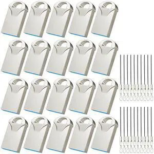 EASTBULL Mini Metal Flash Drive Bulk 4GB Small USB 20 Pack with Lanyards USB 2.0 Thumb Drive Bulk Jump Drive Pen Drive Memory Stick for Storage and Backup 4GB 20 Pack, Metal
